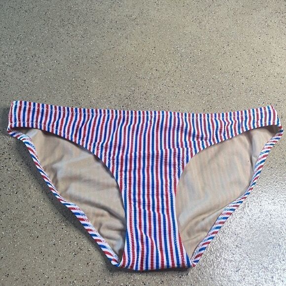 Old Navy red white blue striped seersucker bikini bottom sz L - Picture 3 of 7